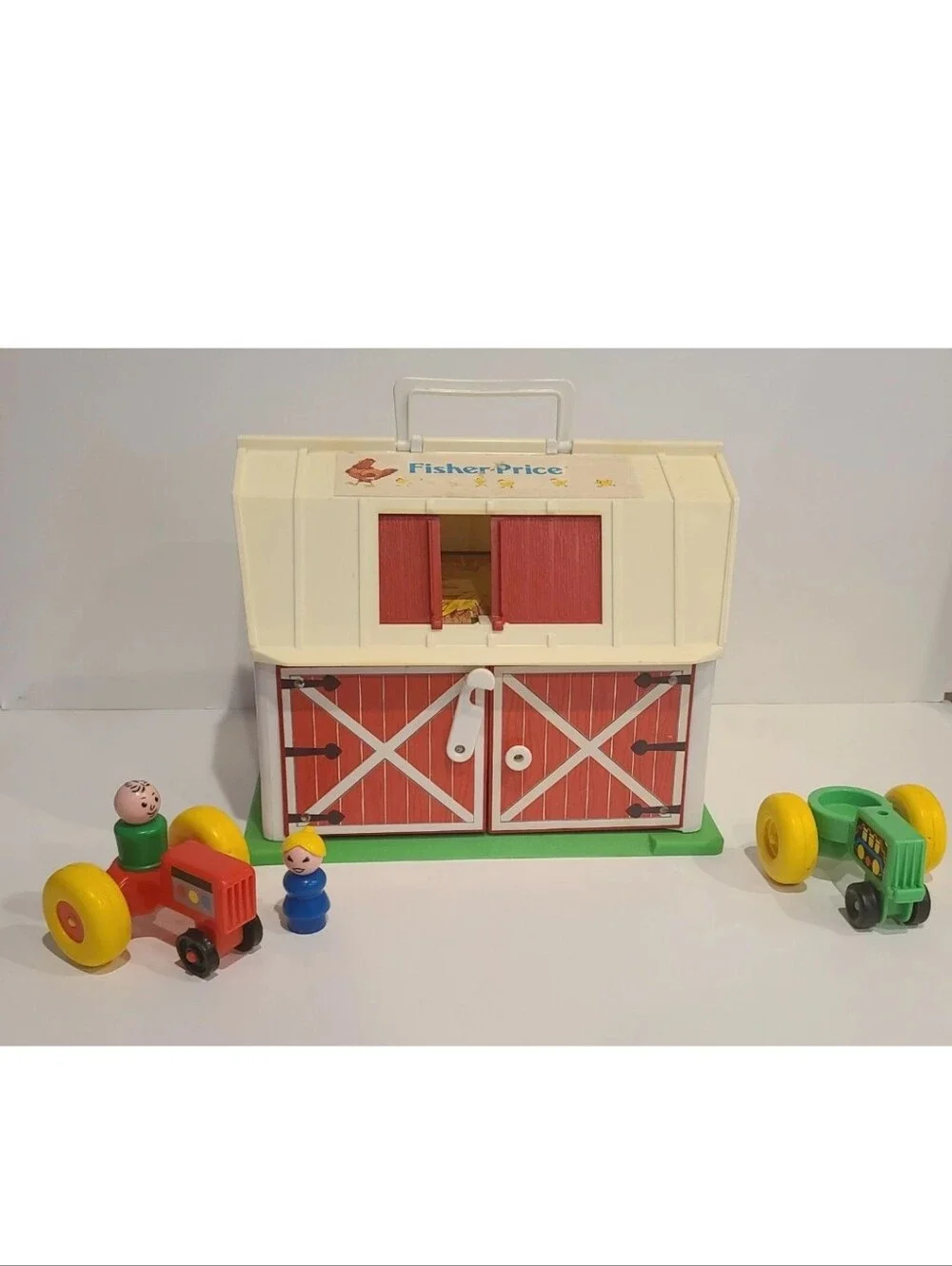 Fisher-Price Red, White & Green Barn Playset with Yellow-Wheeled Tractors